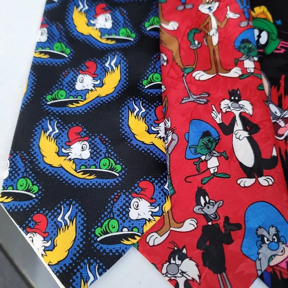 Mixed Characters Ties Lot Of 5 Five Vintage Dr Seuss Looney Tunes Mickey Mouse - Picture 2 of 11